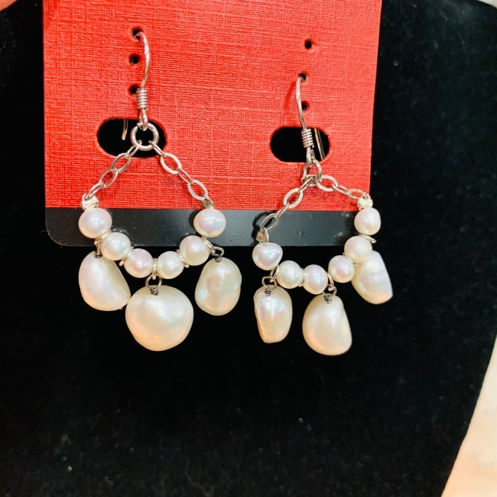 E67- Sterling Silver Earrings with Pearls